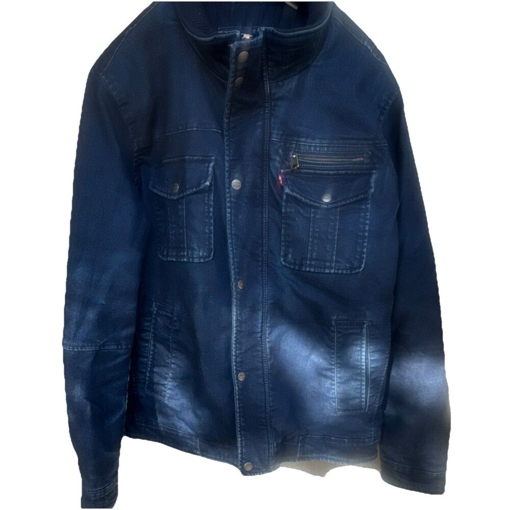 Levi’s Men’s Quilted Lined Utility Denim Jacket Dark Wash Full Zip Snap XL